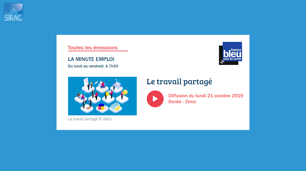 Chronique LA MINUTE EMPLOI - France Bleu Pays de Savoie | SIRAC ETTP