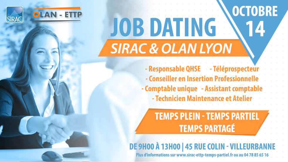 SIRAC LYON - Job Dating le 14 octobre 2121 de 9h00 à 13h00