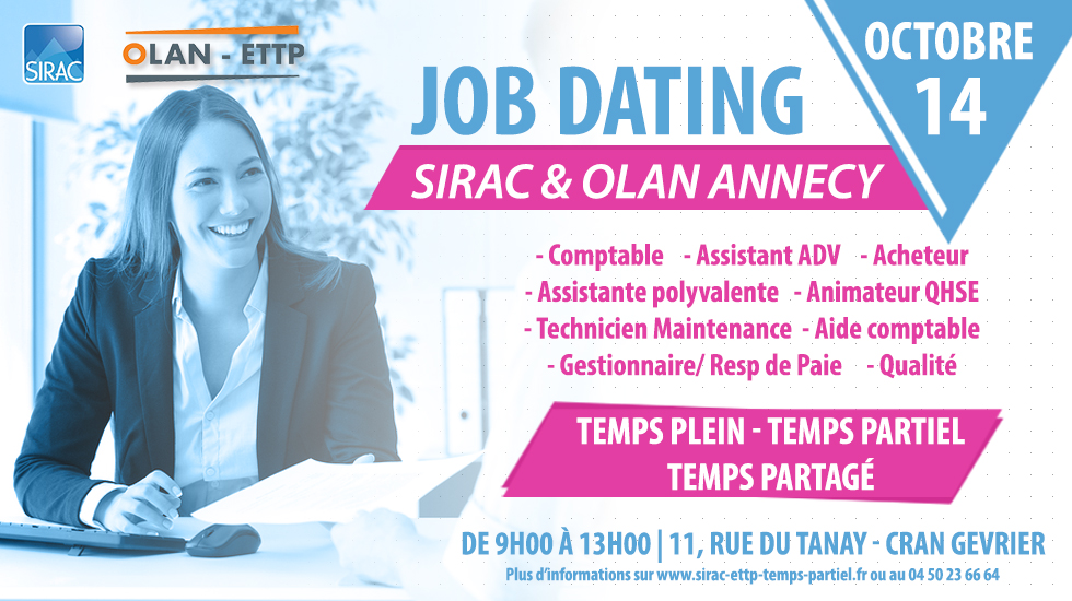 SIRAC ANNECY - Job Dating le 14 octobre 2021 de 9h00 à 13h00