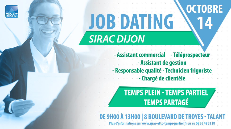SIRAC DIJON - Job Dating le 14 octobre 2021 de 9h00 à 13h00